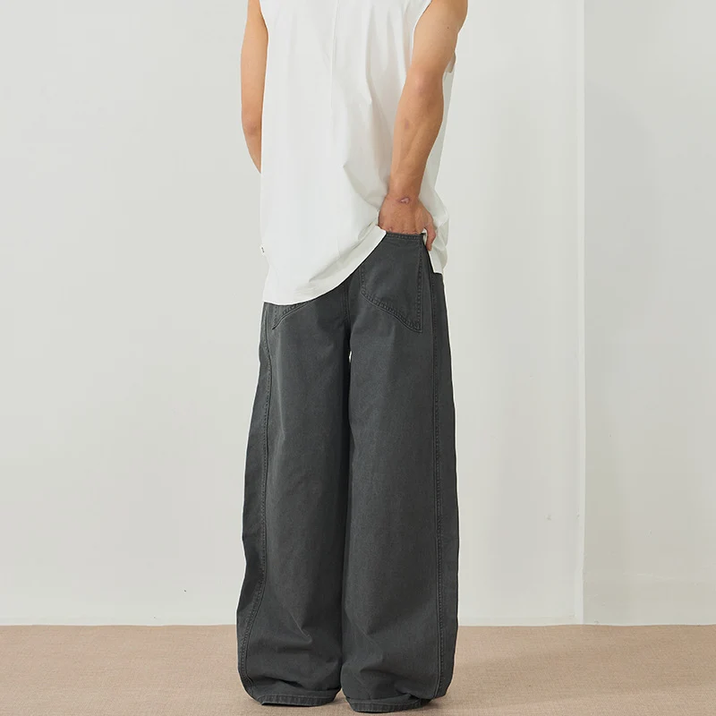 Herren Weite Paneel‑Palazzohose mit Workwear‑Nähten und tiefem Schritt Drune