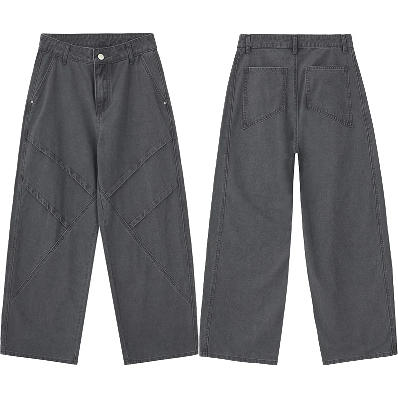 Herren Weite Paneel‑Palazzohose mit Workwear‑Nähten und tiefem Schritt Drune