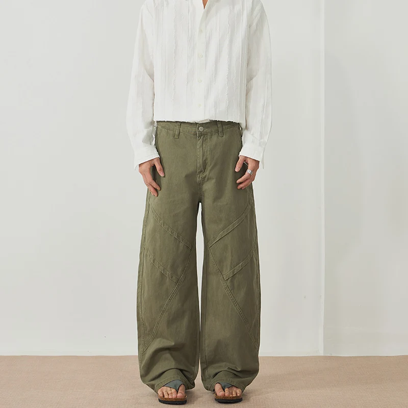 Herren Weite Paneel‑Palazzohose mit Workwear‑Nähten und tiefem Schritt Drune