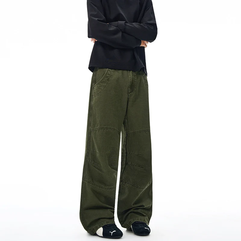Herren Weite Paneel-Baggyhose aus Baumwoll-Twill mit Knieabnähern Drune