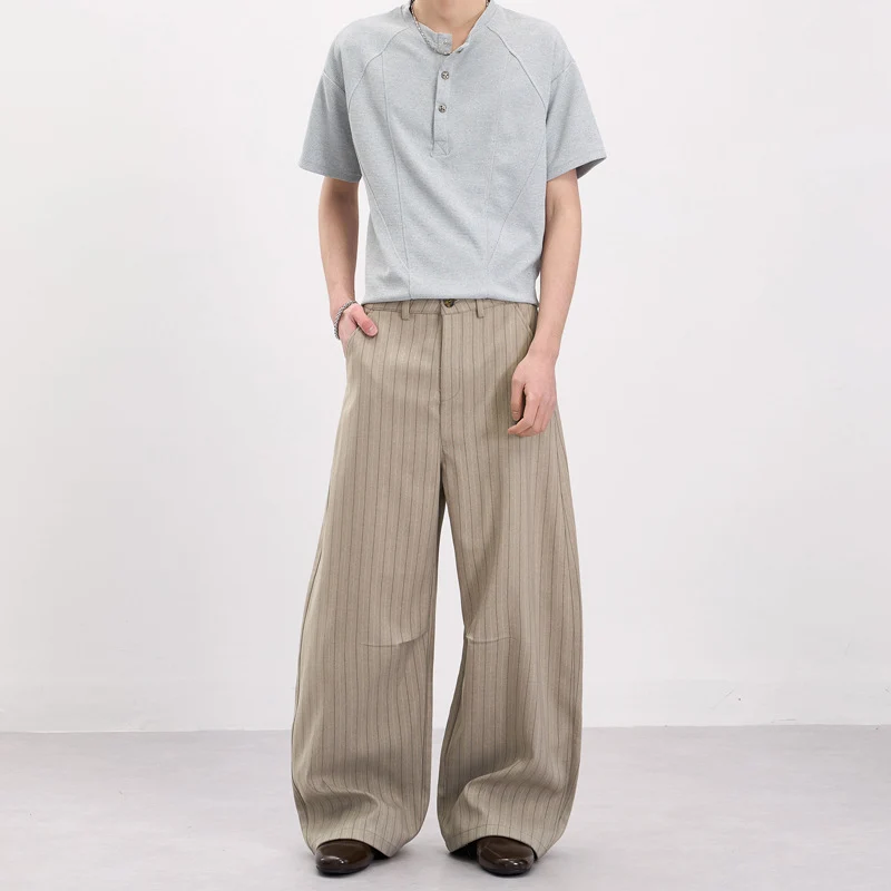 Herren Weite Nadelstreifen-Hose mit extra weitem Bein und hoher Taille Drune