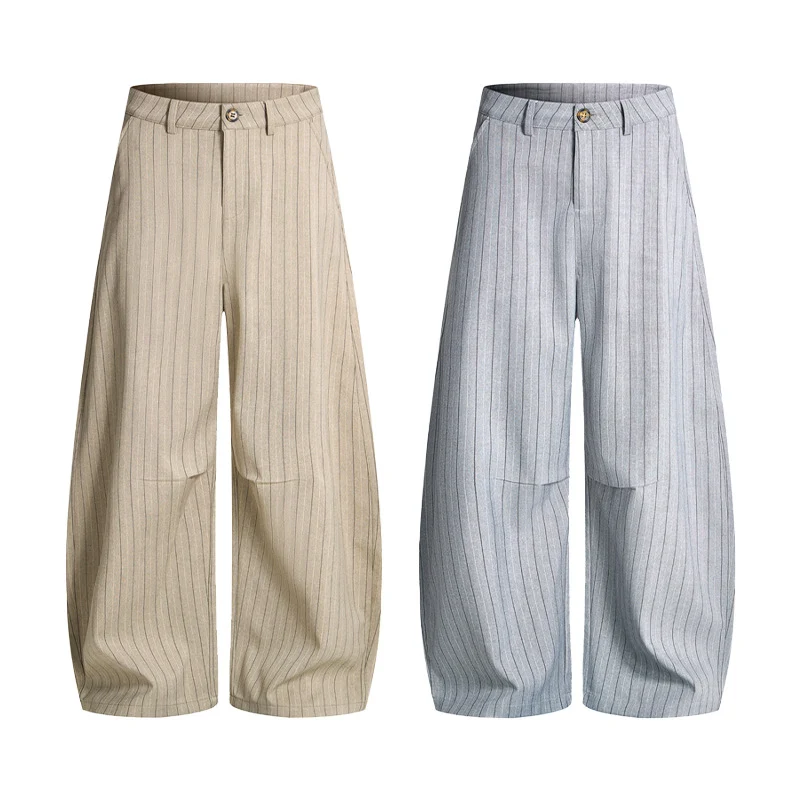 Herren Weite Nadelstreifen-Hose mit extra weitem Bein und hoher Taille Drune