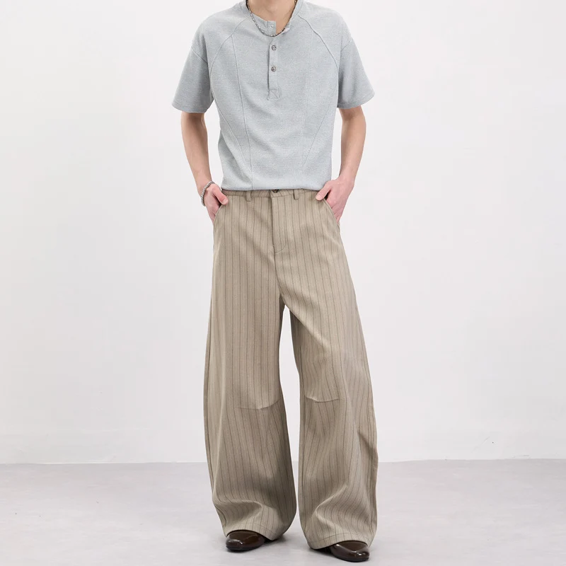 Herren Weite Nadelstreifen-Hose mit extra weitem Bein und hoher Taille Drune