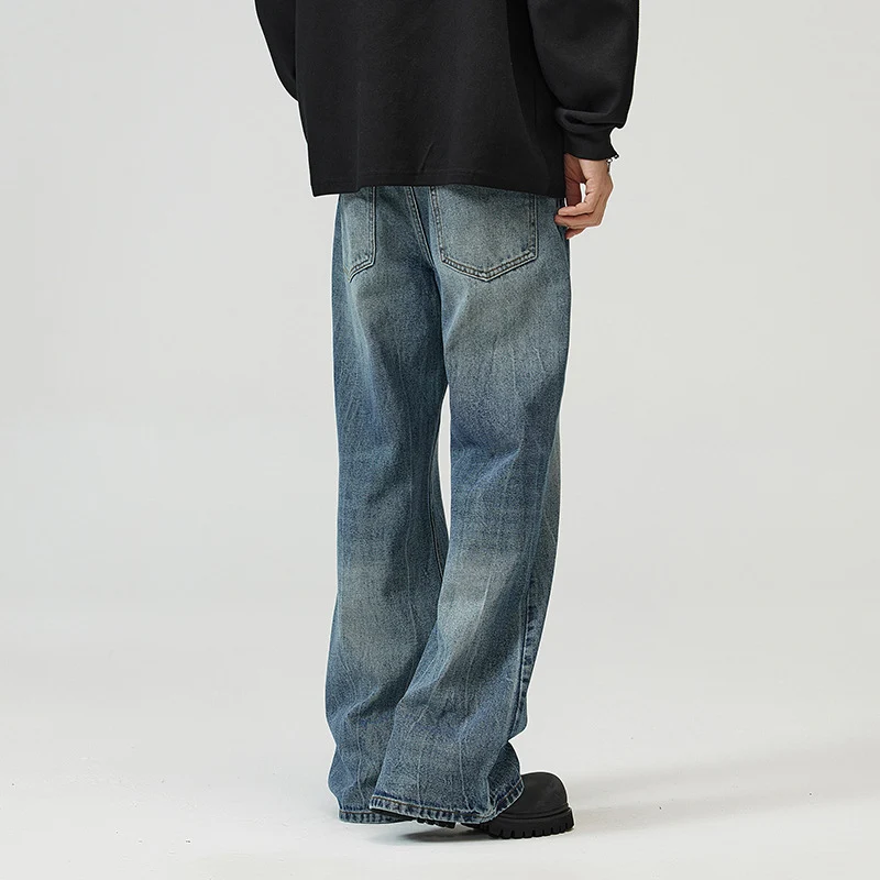 Herren weite Jeans im Relaxed‑Schnitt mit tiefer Bundhöhe und Used‑Optik Drune