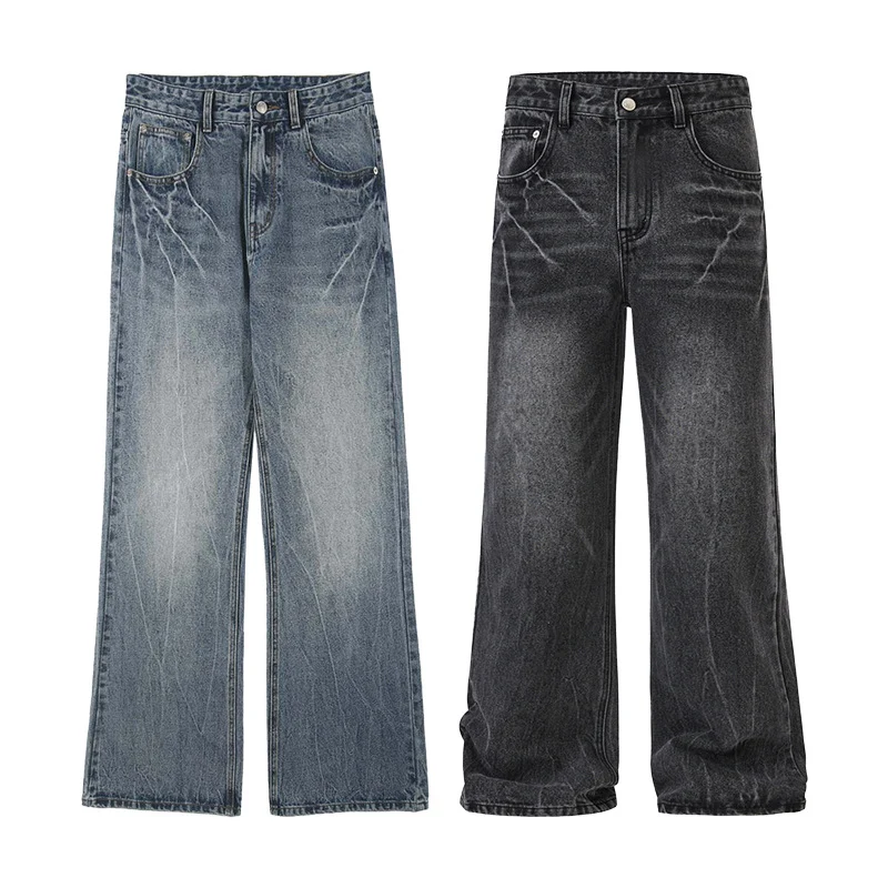 Herren weite Jeans im Relaxed‑Schnitt mit tiefer Bundhöhe und Used‑Optik Drune