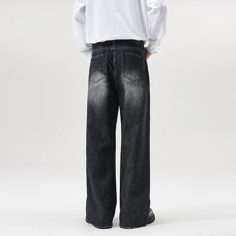 Herren Weite Jeans im lockeren Schnitt mit hoher Taille und Used-Effekt Drune