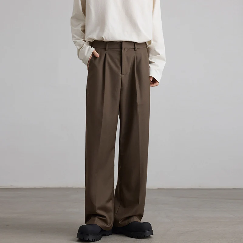 Herren Weite Hochtaillierte Bundfaltenhose mit Bügelfalte und entspannter Silhouette Drune