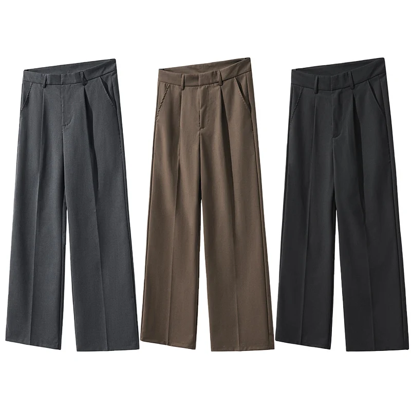 Herren Weite Hochtaillierte Bundfaltenhose mit Bügelfalte und entspannter Silhouette Drune