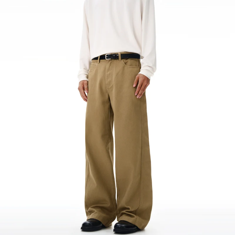 Herren Weite High‑Waist Denimhose mit weitem Bein und Cleanem Minimaldesign Drune