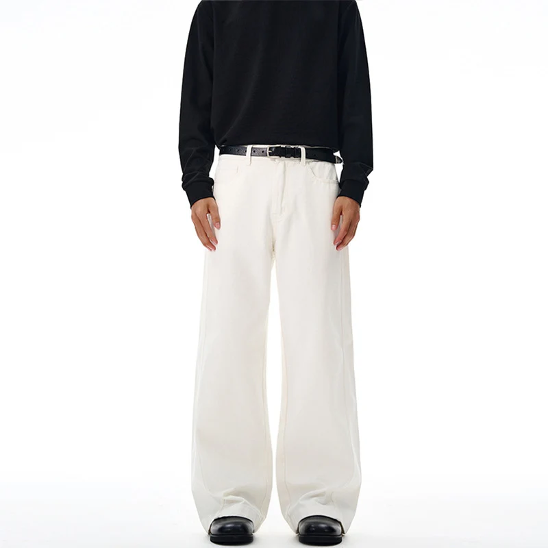 Herren Weite High‑Waist Denimhose mit weitem Bein und Cleanem Minimaldesign Drune