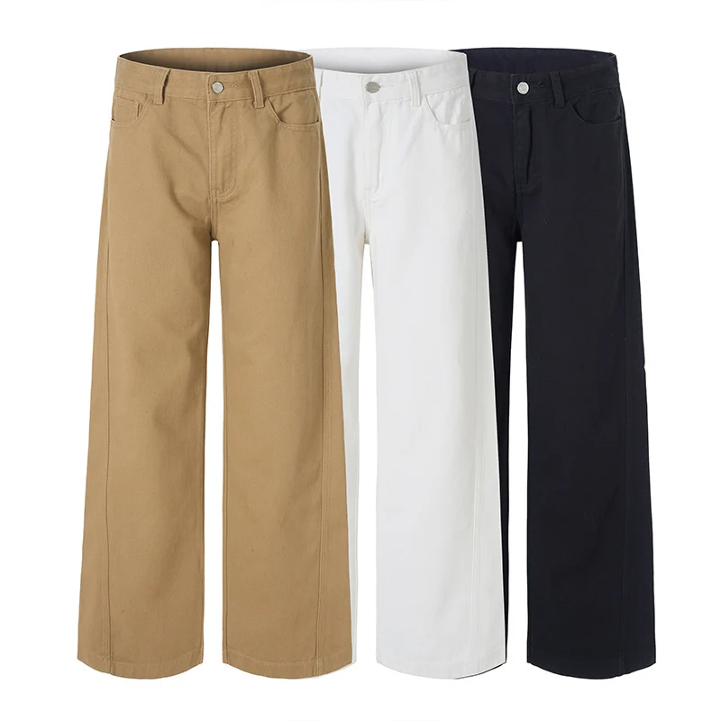 Herren Weite High‑Waist Denimhose mit weitem Bein und Cleanem Minimaldesign Drune