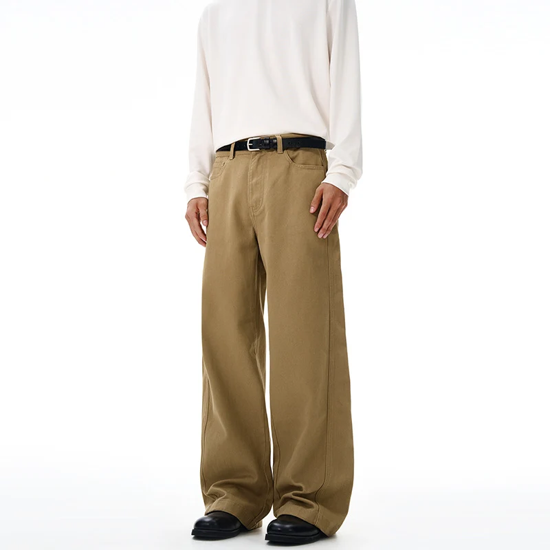 Herren Weite High‑Waist Denimhose mit weitem Bein und Cleanem Minimaldesign Drune