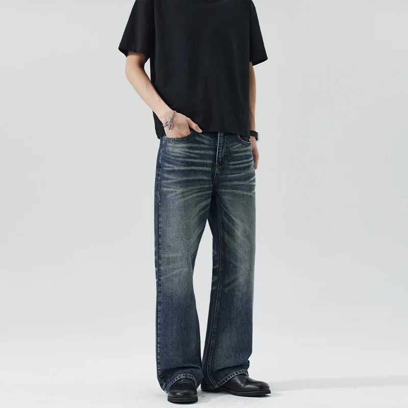 Herren Weite Flared-Jeans im Vintage-Look mit Whisker-Effekt Drune