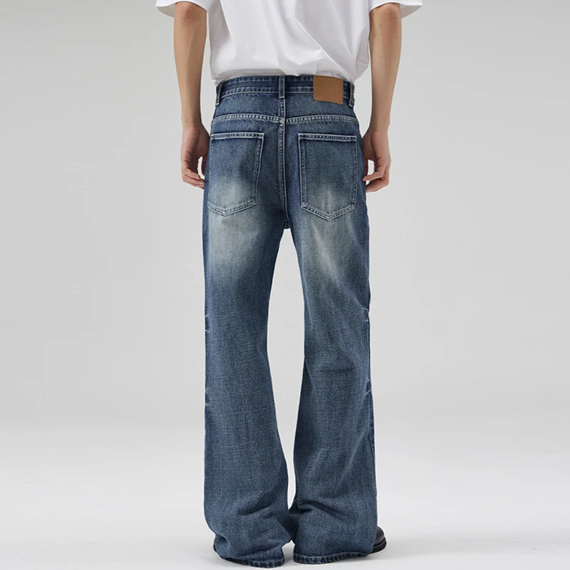 Herren Weite Five-Pocket-Jeans im Marlene-Baggy-Schnitt mit Used-Effekten Drune