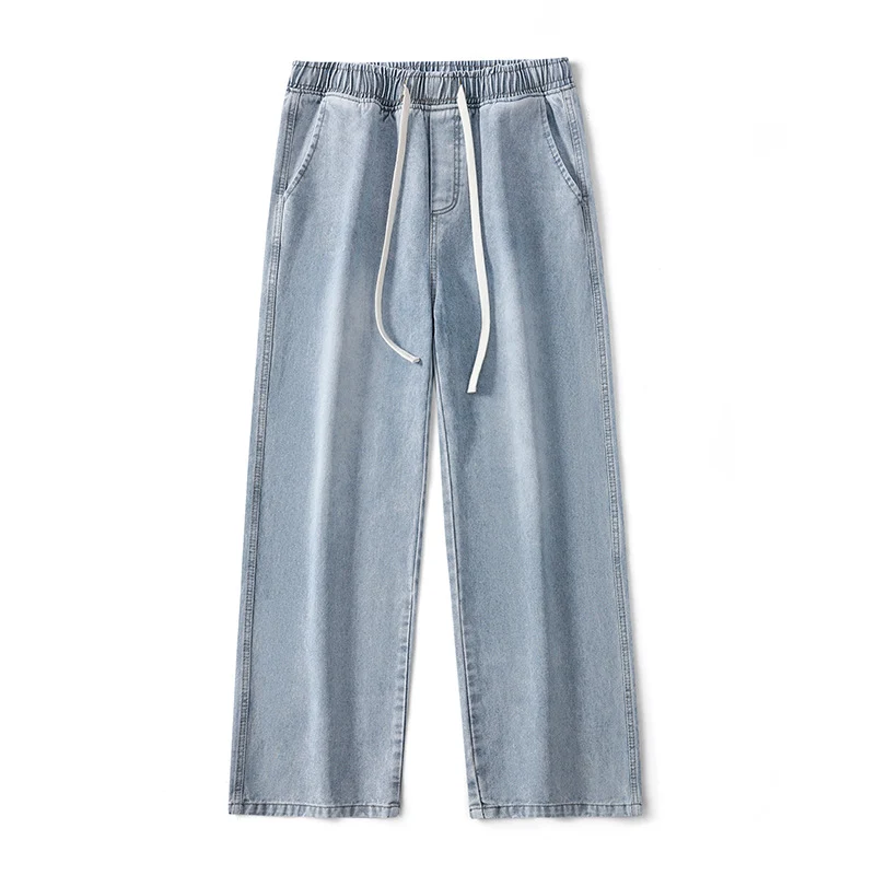 Herren Weite Denim-Jogginghose mit elastischem Bund und langen Tunnelzugbändern Drune