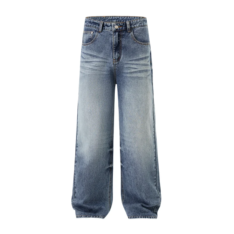Herren Weite Denim-Jeans mit geradem Bein und Vintage-Waschung Drune