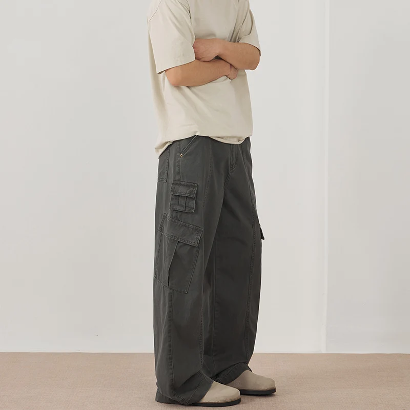 Herren weite Cargo-Hose aus robustem Baumwoll-Twill mit Utility-Taschen Drune