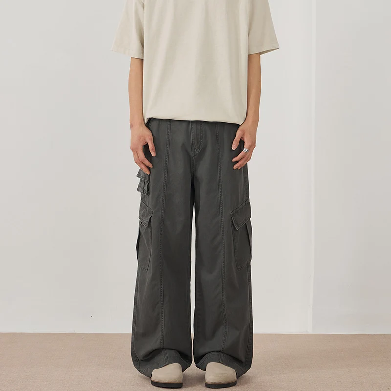 Herren weite Cargo-Hose aus robustem Baumwoll-Twill mit Utility-Taschen Drune