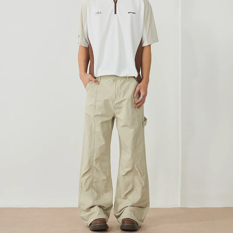 Herren Weite Canvas-Cargohose im Workwear-Stil mit Carpenterschlaufe und geradem Bein Drune