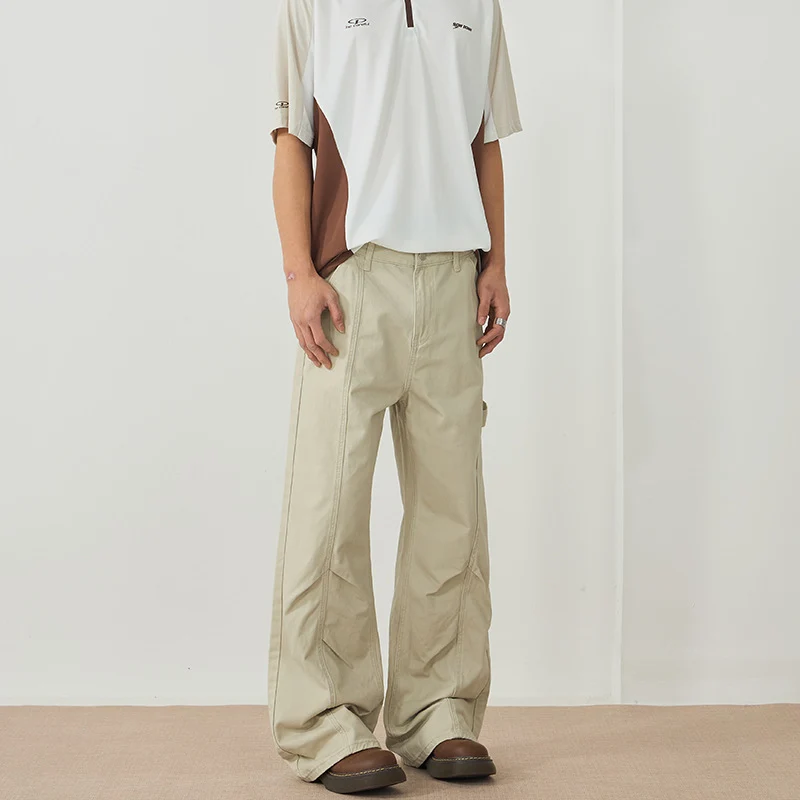Herren Weite Canvas-Cargohose im Workwear-Stil mit Carpenterschlaufe und geradem Bein Drune
