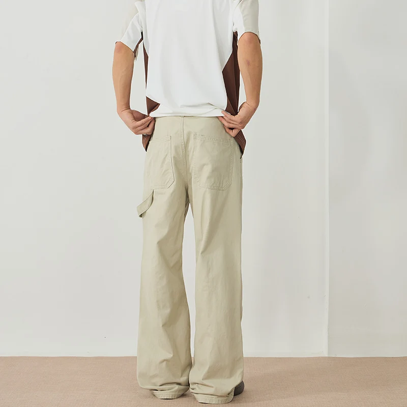 Herren Weite Canvas-Cargohose im Workwear-Stil mit Carpenterschlaufe und geradem Bein Drune