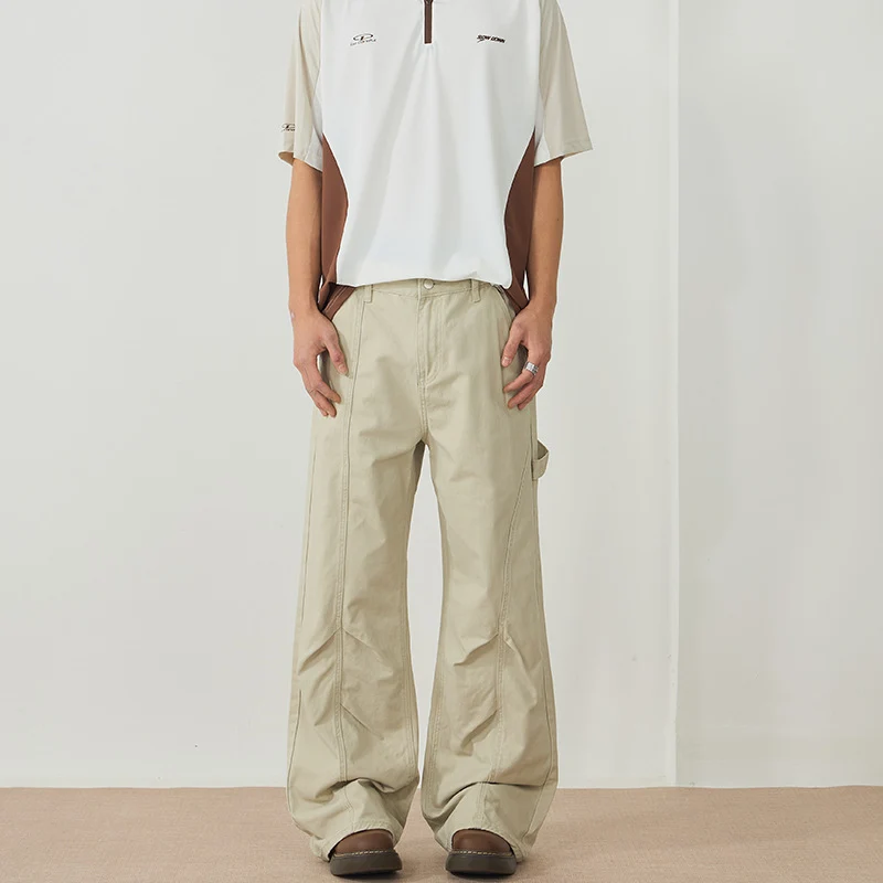 Herren Weite Canvas-Cargohose im Workwear-Stil mit Carpenterschlaufe und geradem Bein Drune