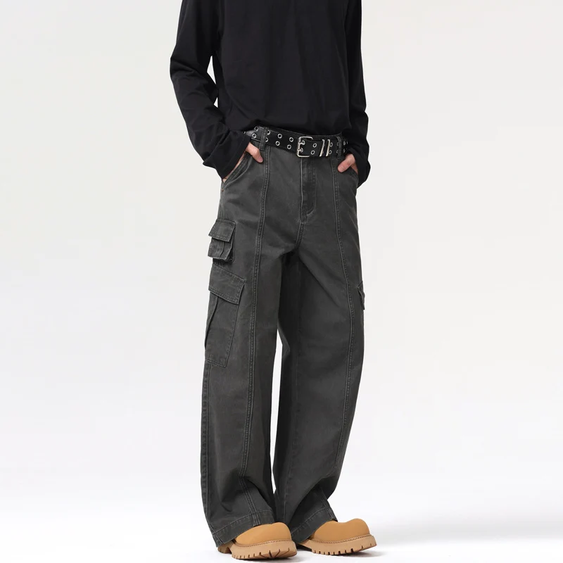 Herren Weite Canvas‑Cargohose im Utility‑Look mit Mehrfach‑Taschen und markanten Nahtpaneelen Drune