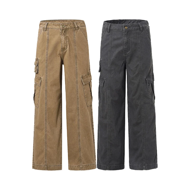 Herren Weite Canvas‑Cargohose im Utility‑Look mit Mehrfach‑Taschen und markanten Nahtpaneelen Drune