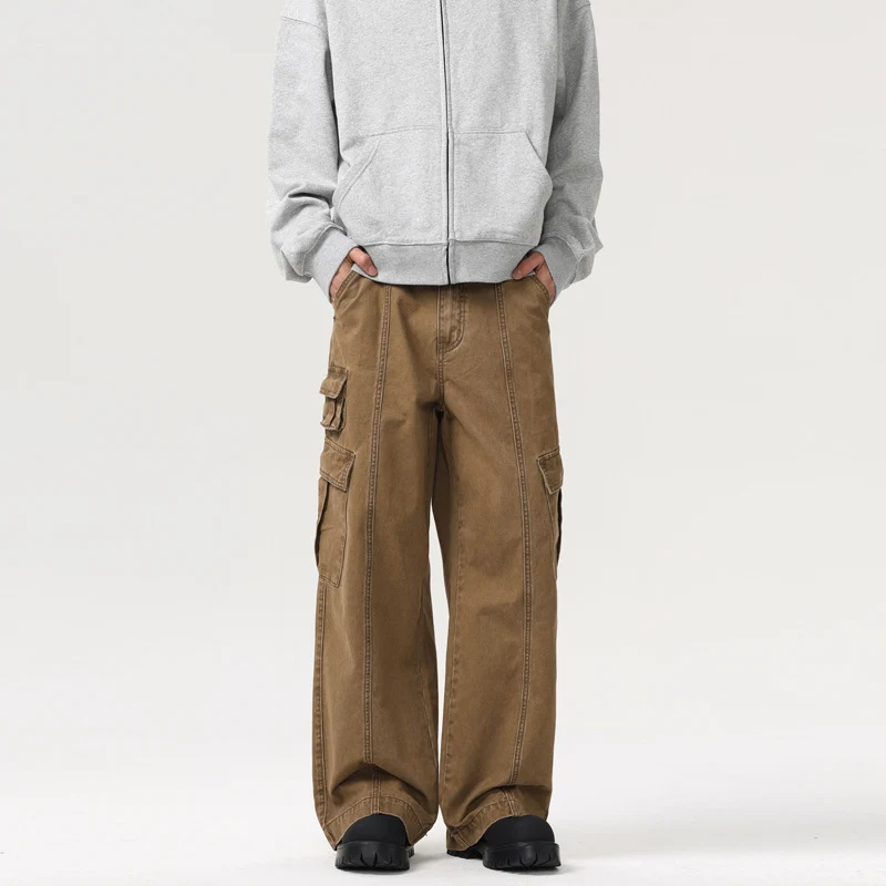 Herren Weite Canvas‑Cargohose im Utility‑Look mit Mehrfach‑Taschen und markanten Nahtpaneelen Drune