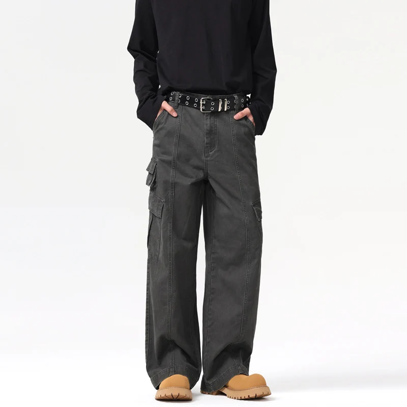 Herren Weite Canvas‑Cargohose im Utility‑Look mit Mehrfach‑Taschen und markanten Nahtpaneelen Drune