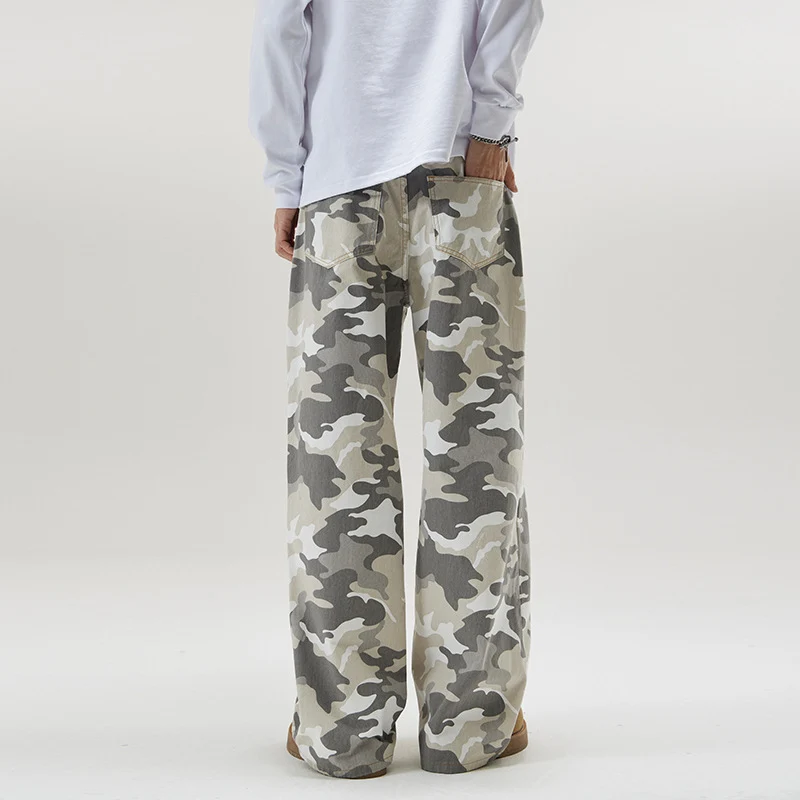 Herren Weite Camouflage-Twill-Hose im Oversize-Baggy-Schnitt Drune