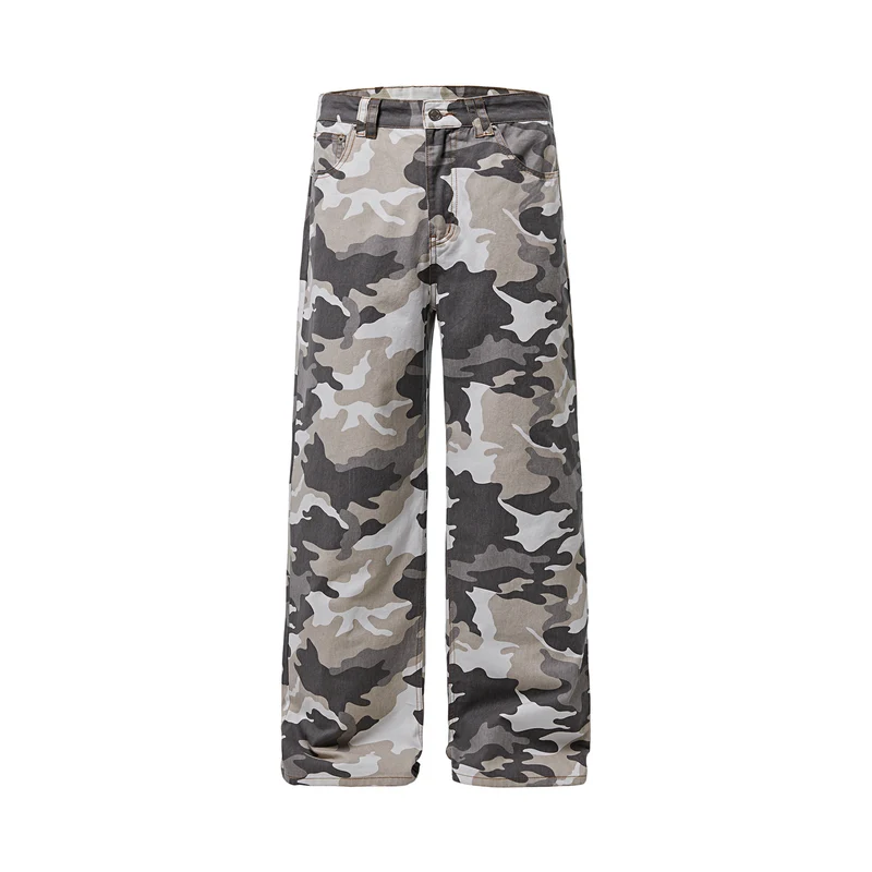 Herren Weite Camouflage-Twill-Hose im Oversize-Baggy-Schnitt Drune
