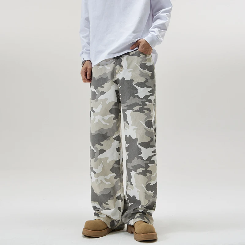 Herren Weite Camouflage-Twill-Hose im Oversize-Baggy-Schnitt Drune