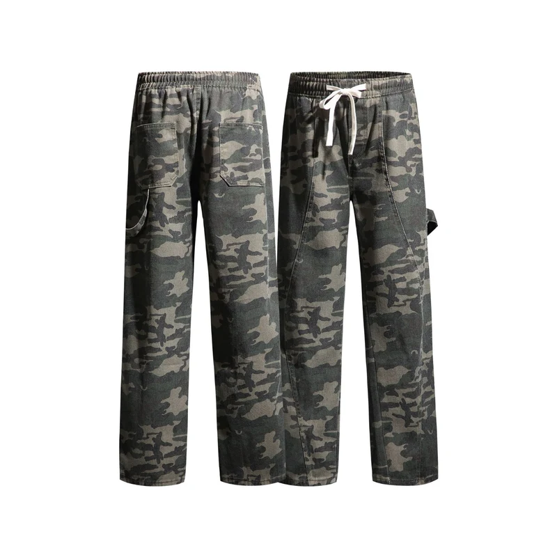 Herren Weite Camouflage-Cargohose mit langen Tunnelzügen und Utility-Schlaufen Drune