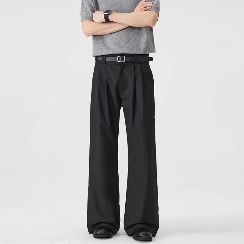 Herren Weite Bundfalten-Hose mit hoher Taille und Stretch-Baumwollmix Drune