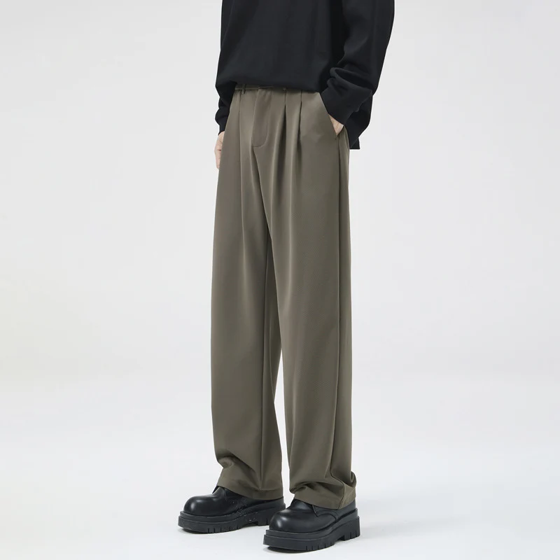 Herren Weite Bügelfalten-Palazzohose aus leichtem Twill Drune