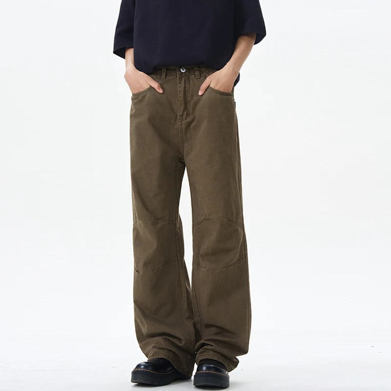 Herren Weite Baumwoll‑Twill‑Hose mit Knie‑Abnähern und fließender Palazzosilhouette Drune