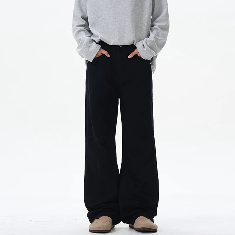 Herren Weite Baumwoll‑Twill‑Hose mit Knie‑Abnähern und fließender Palazzosilhouette Drune