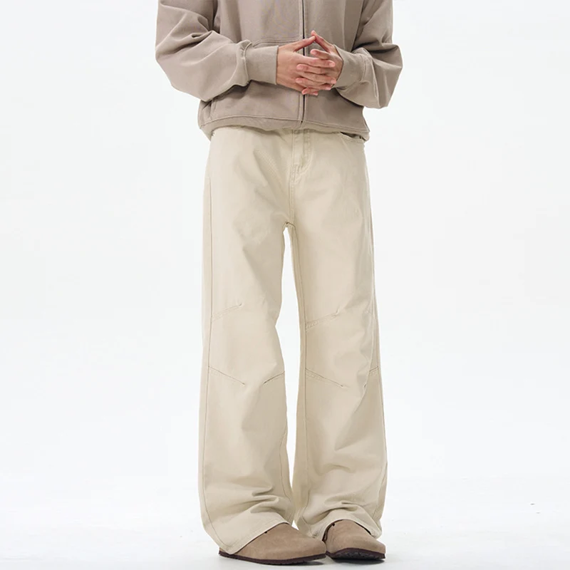 Herren Weite Baumwoll‑Twill‑Hose mit Knie‑Abnähern und fließender Palazzosilhouette Drune