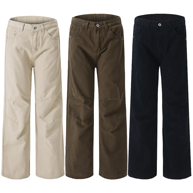 Herren Weite Baumwoll‑Twill‑Hose mit Knie‑Abnähern und fließender Palazzosilhouette Drune