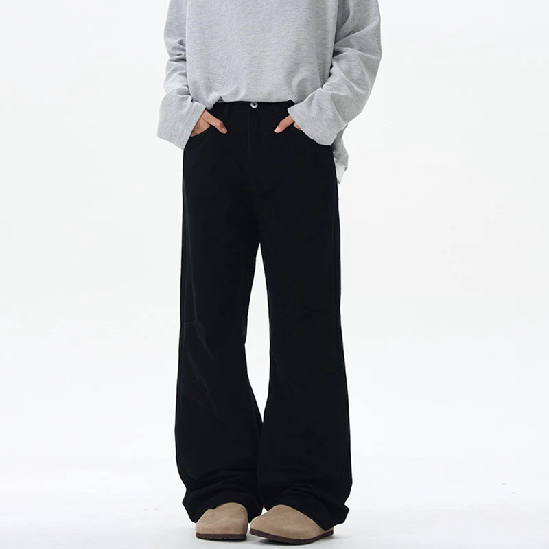 Herren Weite Baumwoll‑Twill‑Hose mit Knie‑Abnähern und fließender Palazzosilhouette Drune