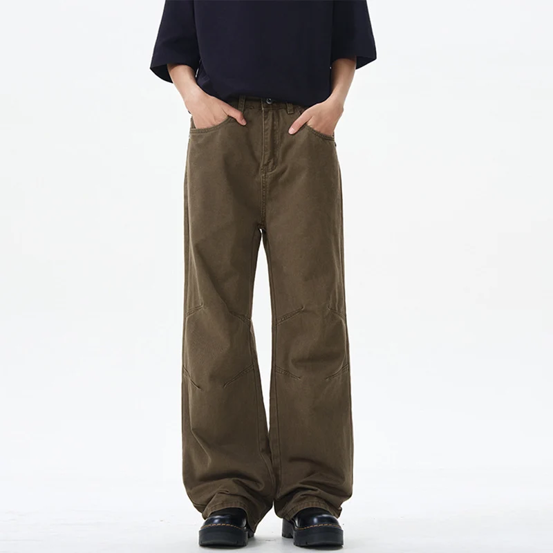 Herren Weite Baumwoll‑Twill‑Hose mit Knie‑Abnähern und fließender Palazzosilhouette Drune