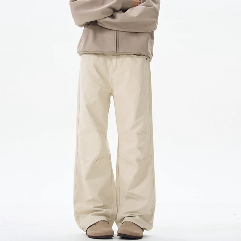 Herren Weite Baumwoll‑Twill‑Hose mit Knie‑Abnähern und fließender Palazzosilhouette Drune