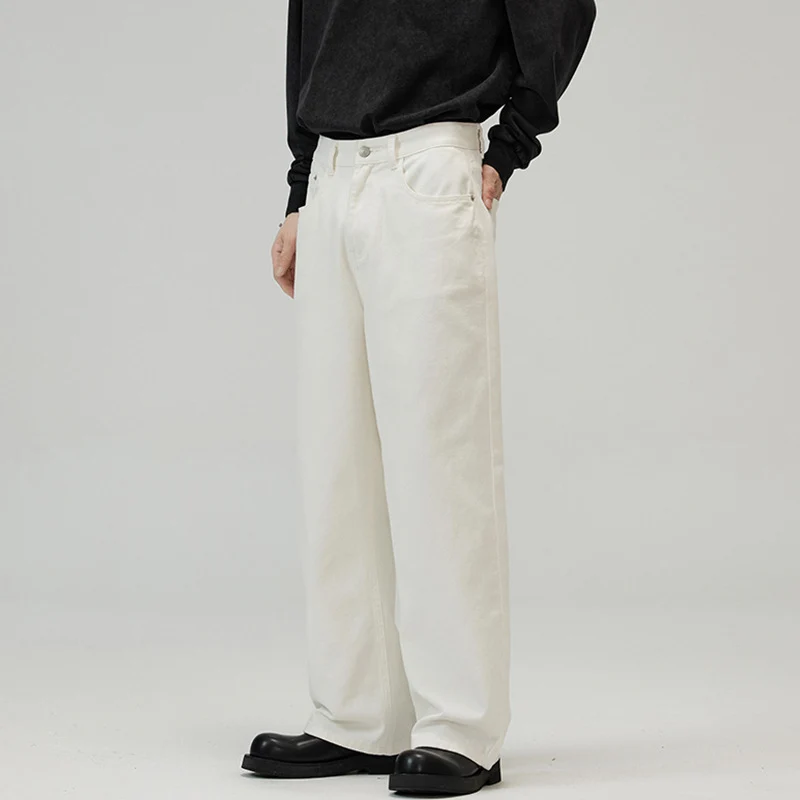 Herren Weite Baumwoll‑Twill‑Hose mit hohem Bund und geradem Bein Drune