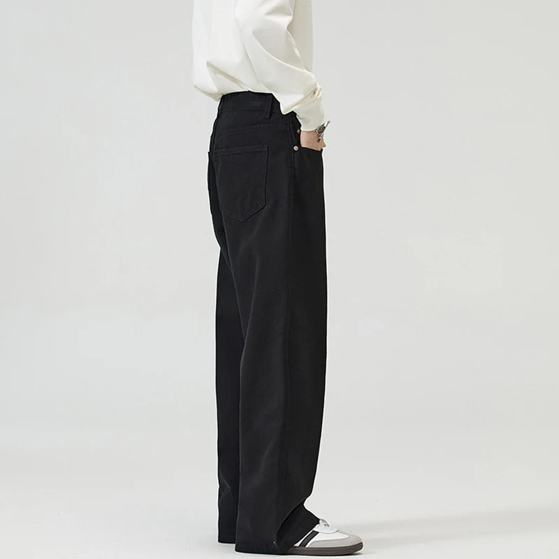 Herren Weite Baumwoll‑Twill‑Hose mit hohem Bund und geradem Bein Drune