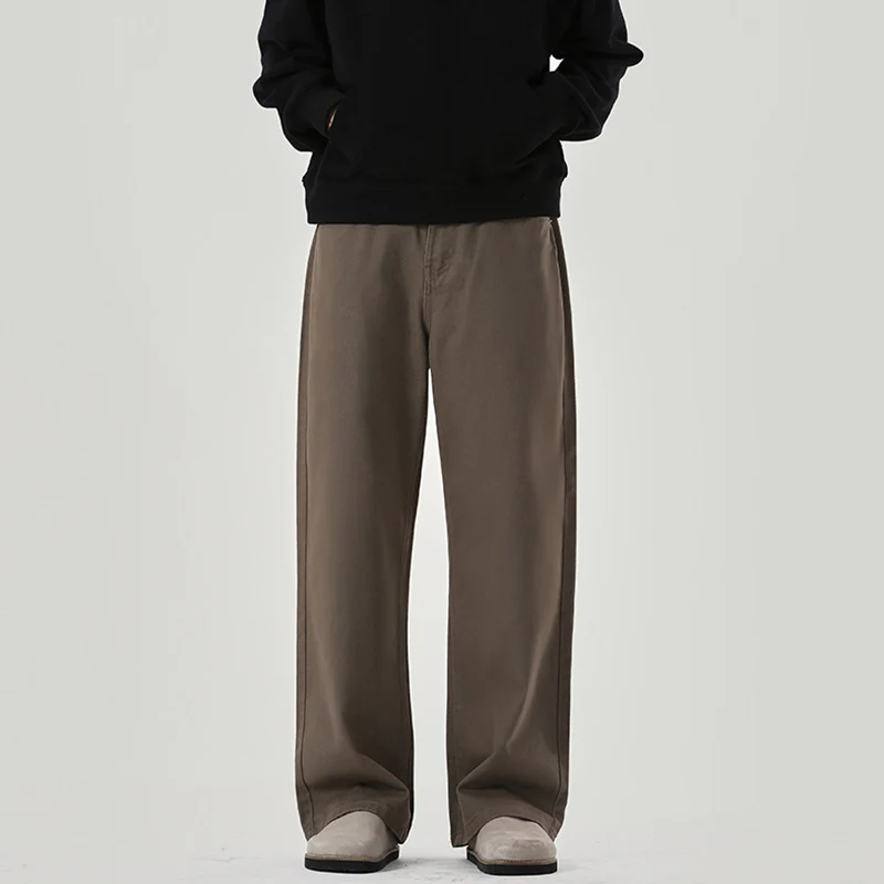 Herren Weite Baumwoll-Denim-Jeans im Straight‑Baggy‑Schnitt mit hoher Bundlinie Drune