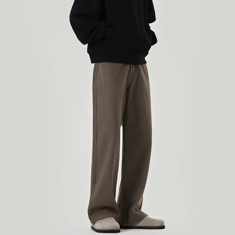 Herren Weite Baumwoll-Denim-Jeans im Straight‑Baggy‑Schnitt mit hoher Bundlinie Drune