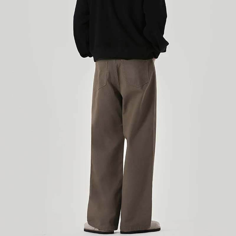 Herren Weite Baumwoll-Denim-Jeans im Straight‑Baggy‑Schnitt mit hoher Bundlinie Drune