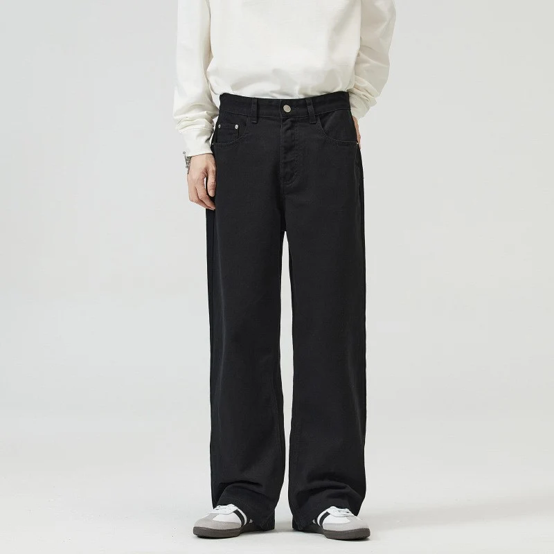 Herren Weite Baumwoll-Denim-Jeans im Straight‑Baggy‑Schnitt mit hoher Bundlinie Drune