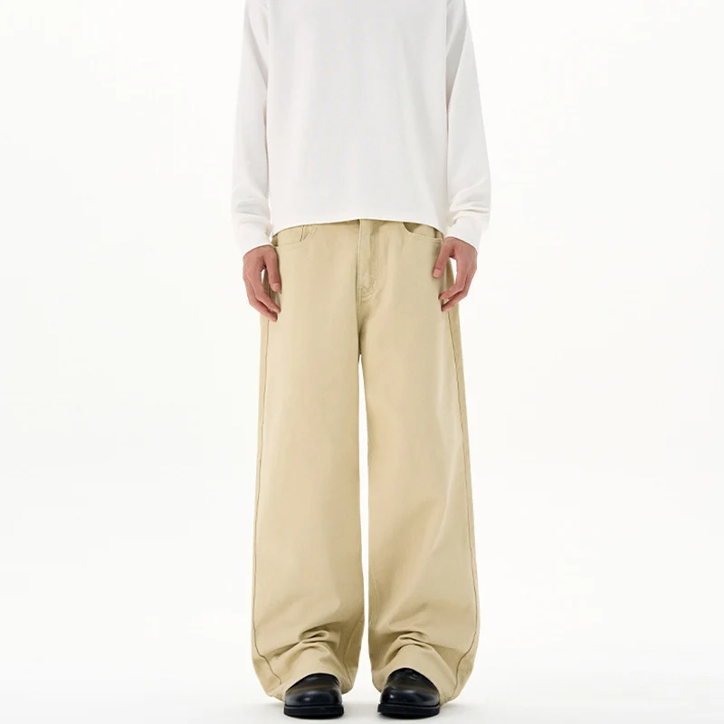 Herren Weite Baumwoll-Denim-Jeans im Straight‑Baggy‑Schnitt mit hoher Bundlinie Drune